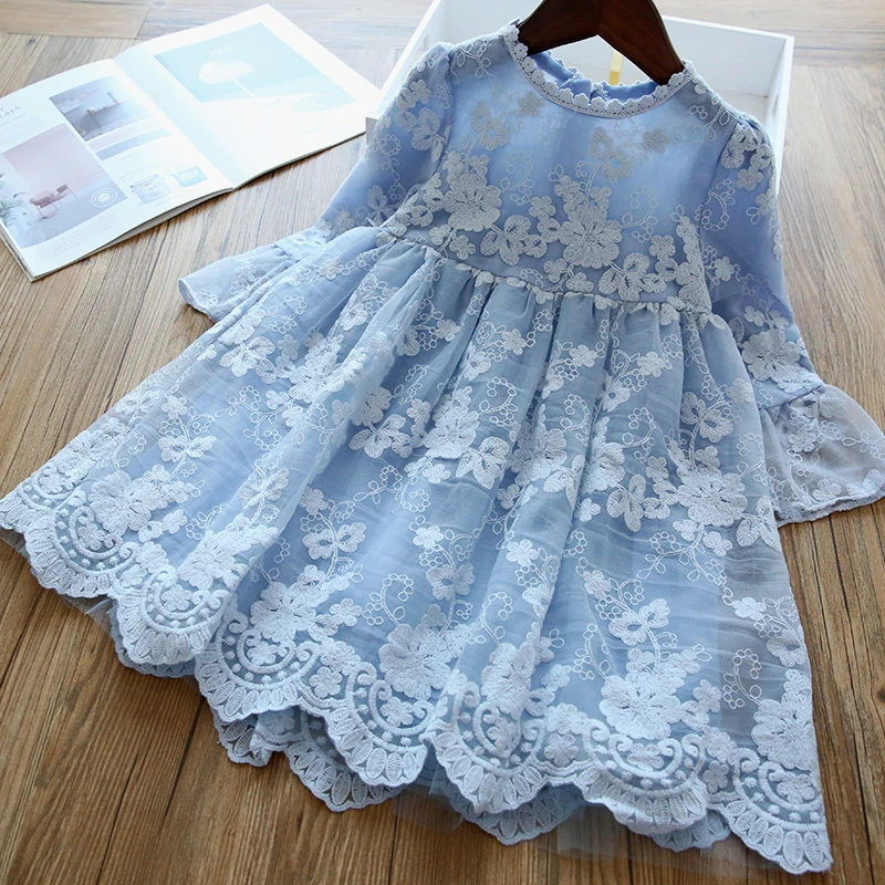 2024 Winter Autumn Princess Dress For Girls Kids Lace Casual Dress Flower Girls Dress Wedding Party Vestidos Children\'s Clothing