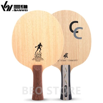 Sanwei cc 502e 5 camadas de madeira + 2 carbono off ++ treinamento original sanwei lâmina de tênis de mesa raquete de ping pong bat paddle