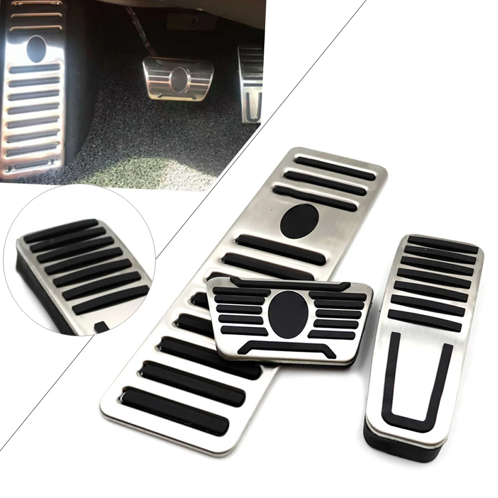 3x AT Auto Foot Brake Gas Pedal Pad Cover W/ Rest For Maserati Ghibli Quattroporte Levante 2014 2015 2016 2017 2018 2019 LHD