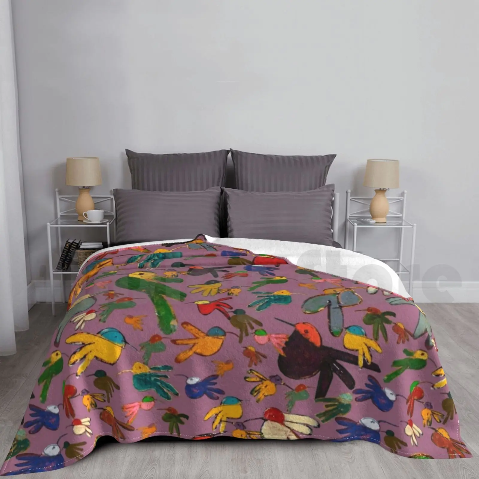 Multicolor Hummingbirds-Orchid Blanket Fashion Custom