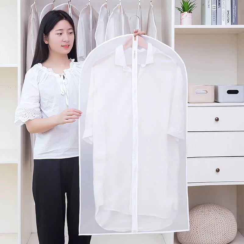 Suit Dust Cover Clothes Dust Storage Bag White Translucent Zipper Style Clothes Dust Cover Moisture-Proof And Dust-Proof Bags