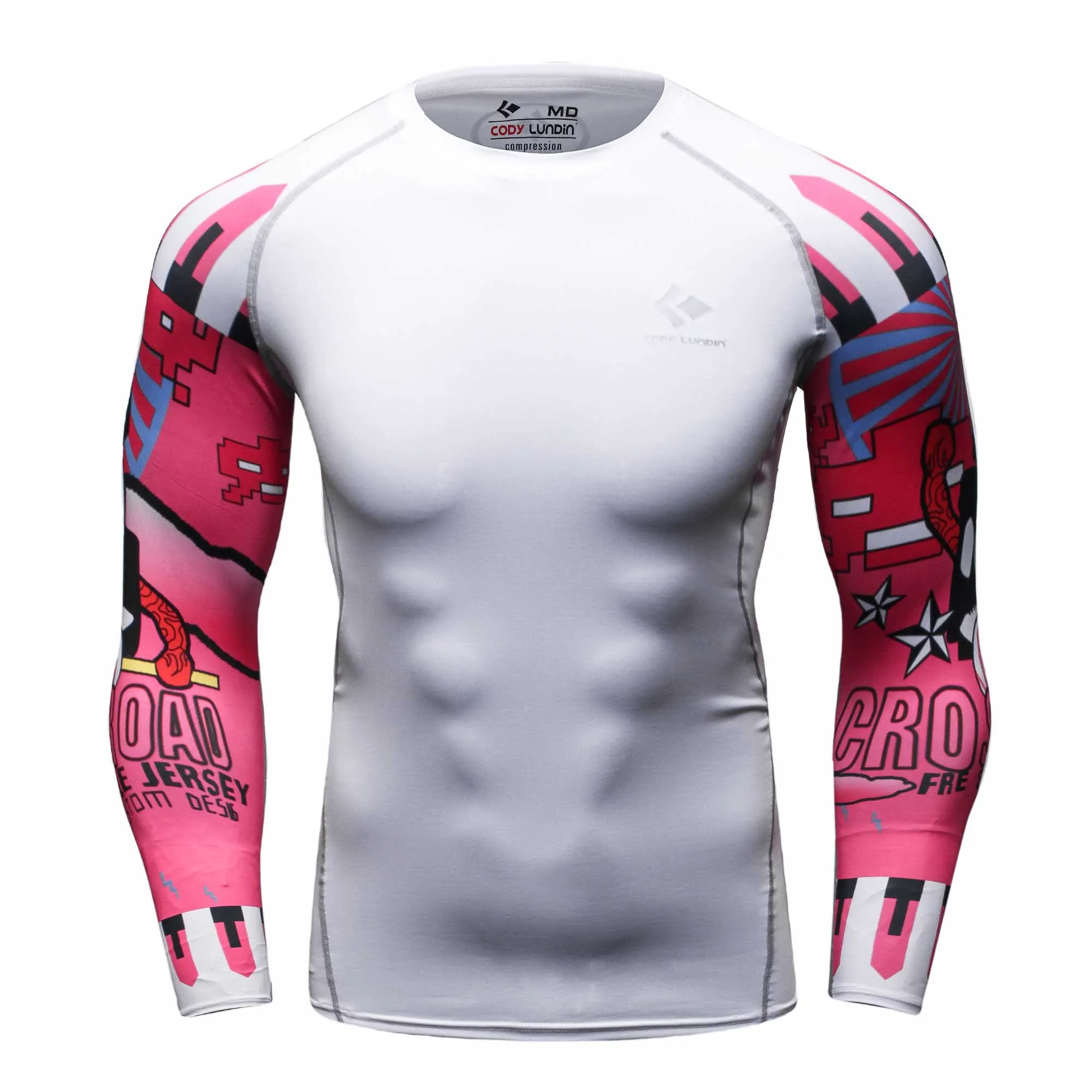 Cody Lundin Quikly Dye Mesh Men\'s Digital Printed Compression Rash Guard Gym Long Sleeve Jiu Jitsu Shirt Sportswear Swimming Top