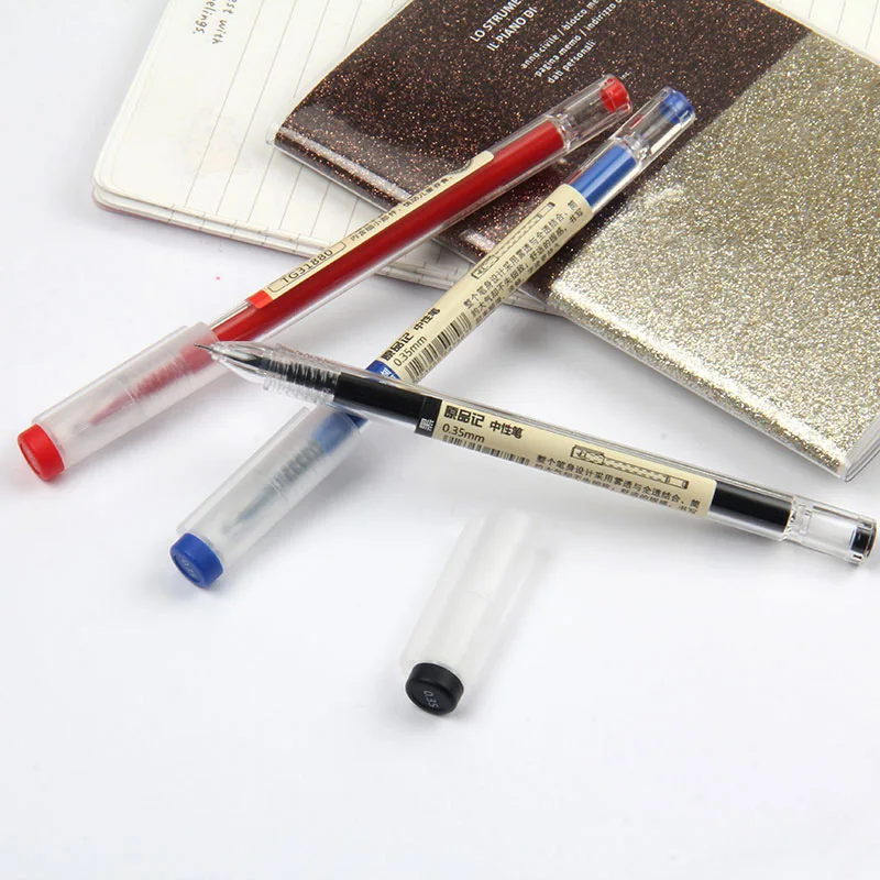 0.35mm Ultra Fine Finance Gel Pen Black/Blue/Red Ink Refills Rods Gelpen For School Office Exam Supplies Stationery