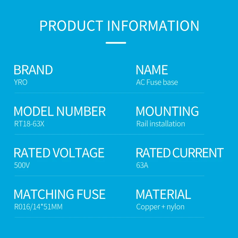 AC 1PC 1P Fuse Base 690V 63A With LED light Matching Fuse 14x51MM R016 only Fuse Base RT18-63X