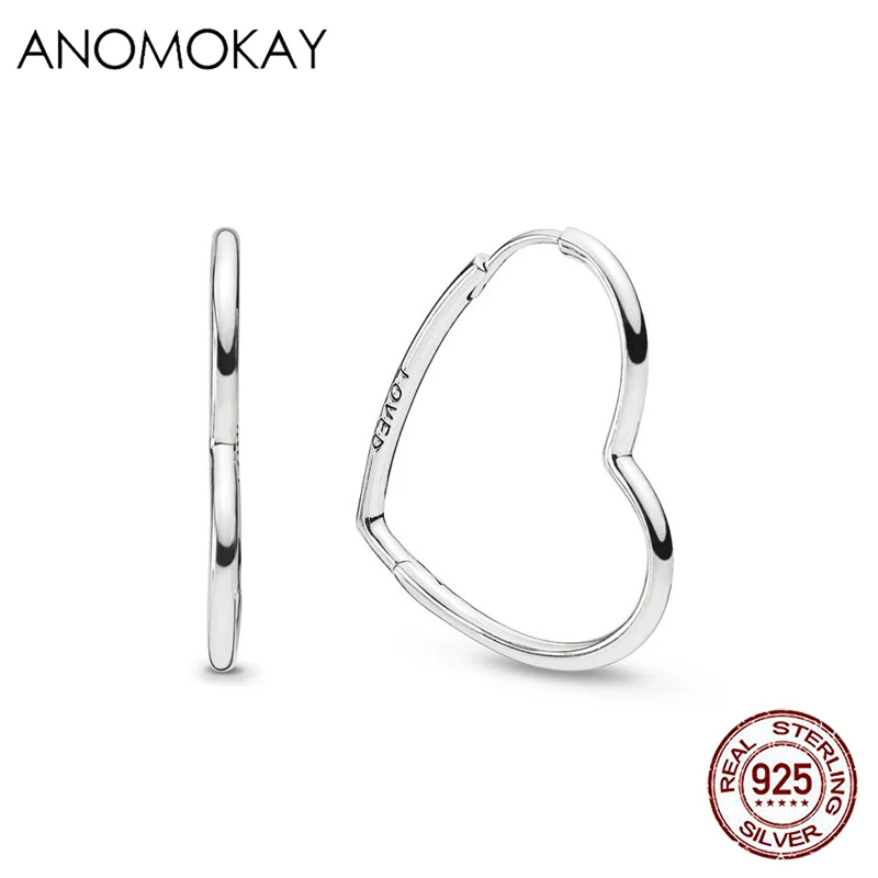 Anomokay Minimalist Earrings Cuff 925 Sterling Silver Simple Heart Earrings for Women Mom GF Fashion Jewelry Gift for Party