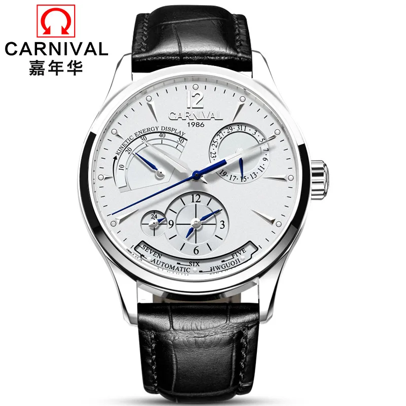 CARNIVAL Original Fashion Men Watch orologi meccanici luminosi impermeabili da uomo con calendario automatico multifunzione delle migliori marche