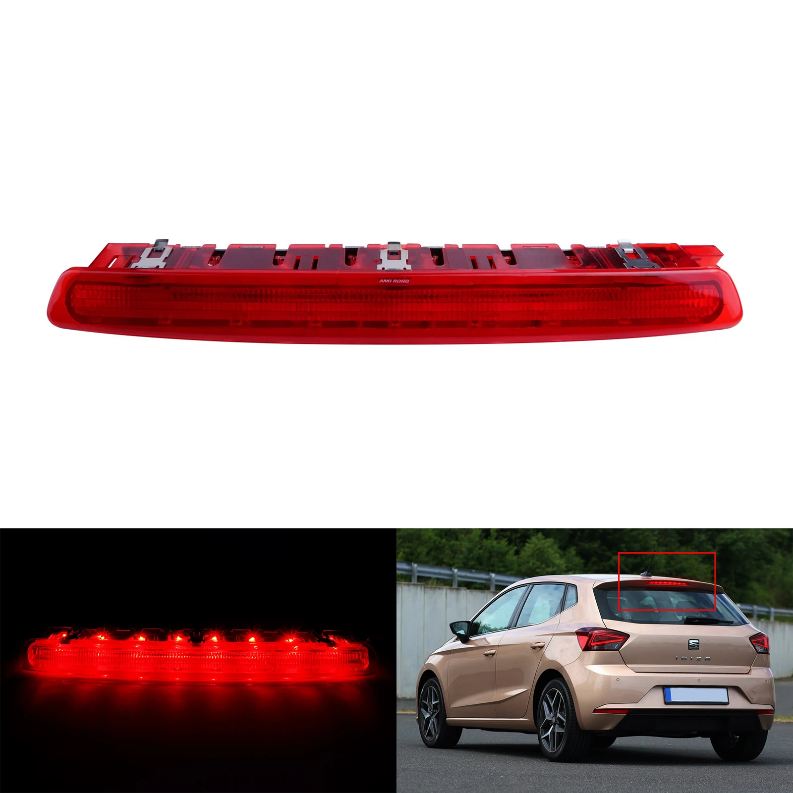 ANGRONG For Seat Ibiza 2008-17 Leon 10-12 High Level Brake LED Rear Third Stop Light Red