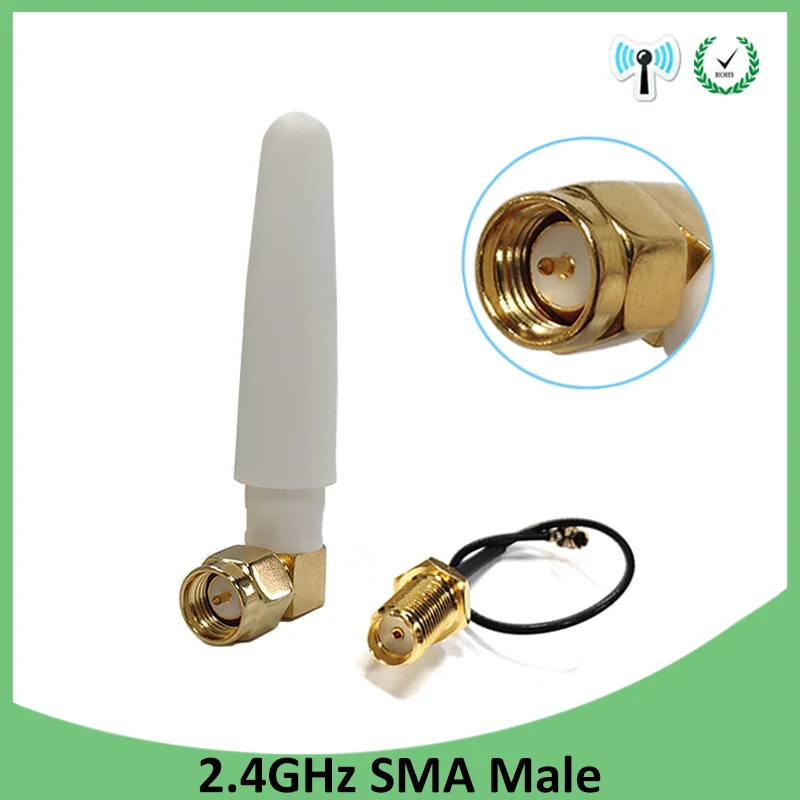 GRANDWISDOM 2 stücke 2,4g antenne 2 ~ 3dbi sma männlichen wlan wifi 2,4 ghz antene IPX ipex 1 SMA weibliche zopf Verlängerung Kabel iot antena