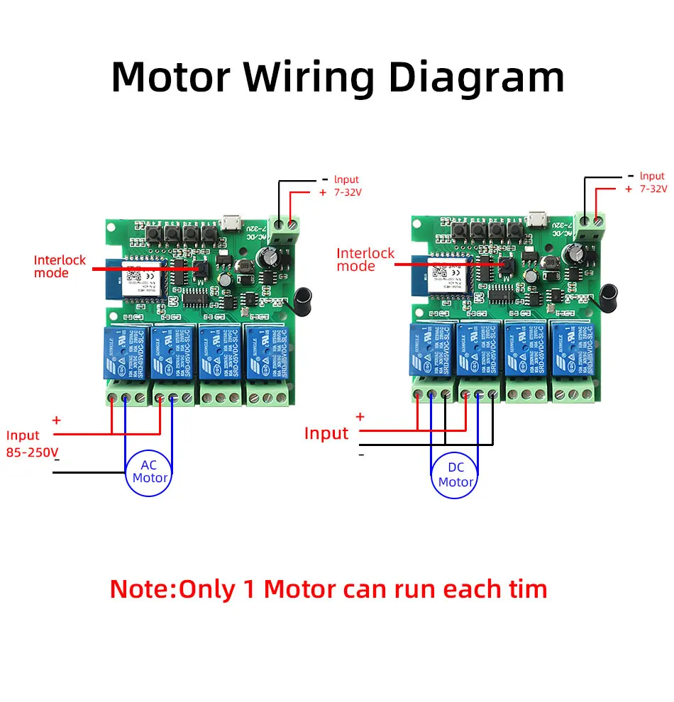 USB 5V DC 12V 24V 32V 4 Channel WIFI Tuya Smart Life Motor Controller for Electric Linear Actuator,4CH Pulse Relay,RF433 Remote