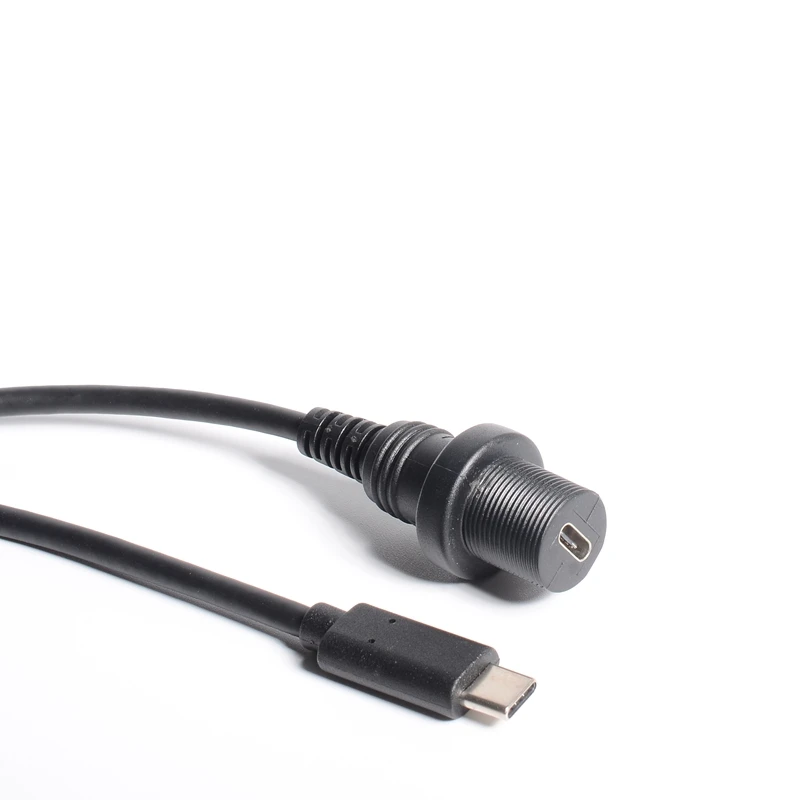 Cable de extensión de montaje USB tipo C 3,1 chapado en oro de 30cm para salpicadero de coche, barco, motocicleta, camión (USB-C 3,1 10gbps)