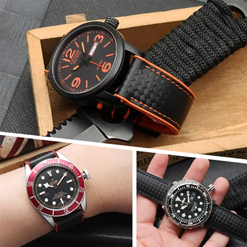 Silicone Carbon Fibre Strap Waterproof Watchband for Omega Speed Master Rubber Replacement Men Bracelet Band 18mm 20mm 22mm 24mm