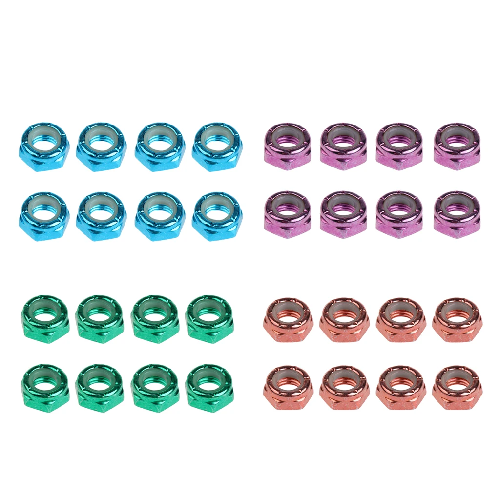 8pcs Carbon Steel Skateboard Nuts Truck Wheel Axle Screw Nuts Longboard Accessories