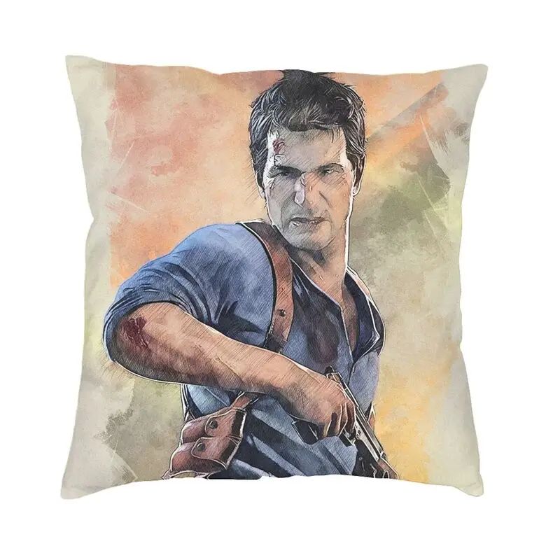 Uncharted Nathan Drake Artistic Portrait Throw Pillow Cover Home Decor Action Adventure Game Cushion Cover For Living Room