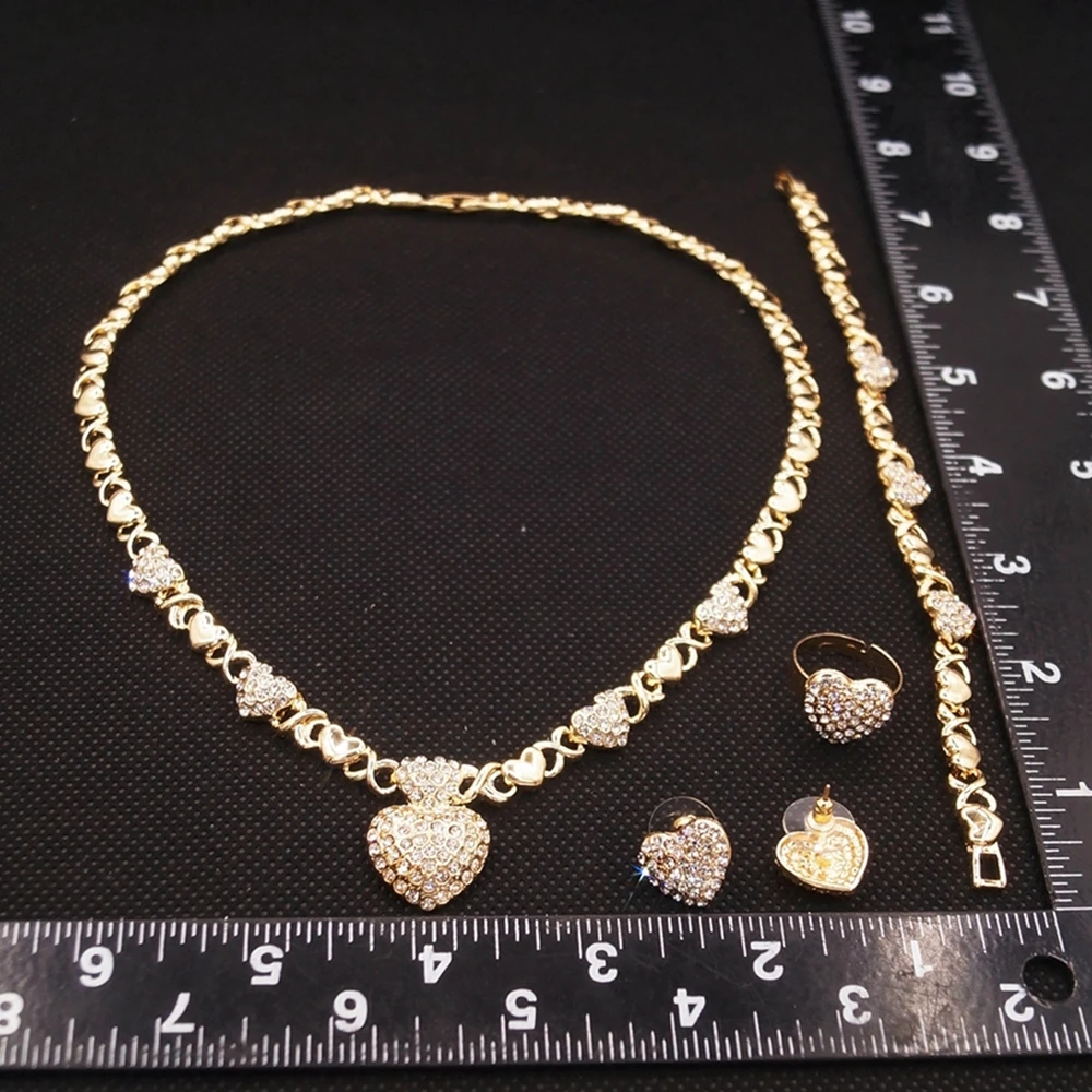 Yulaili Newest XOXO Delicate Rhinestone Love Jewelry Set and High Quality Pakistani Bridal Wedding Jewelry Set Accessories