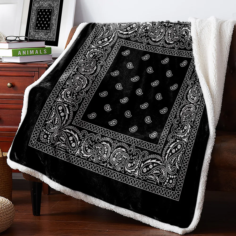 

BIGHOUSES Throw Blanket Bandana Pattern Silk Scarf Square Handkerchief Fleece Blankets Personalized Blankets Bedclothes