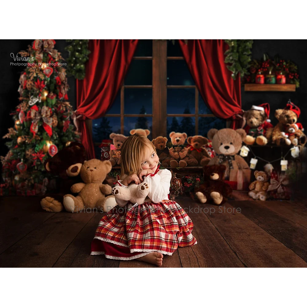 장난감 크리스마스 배경 어린이 사진 어린이 아기 Photocall 선물 곰 장식 창 배경 가족 소녀 Photostudio 소품
