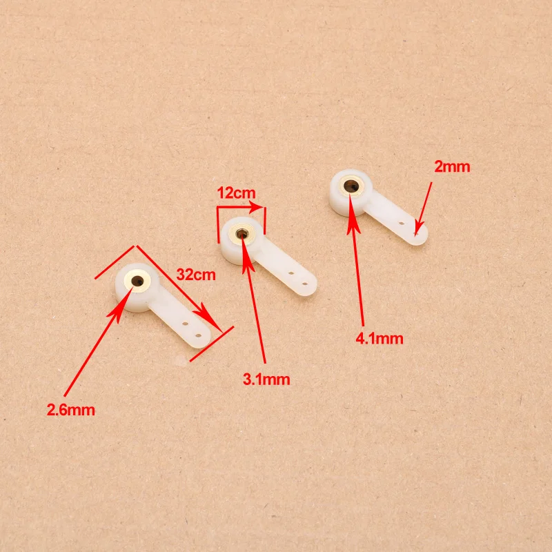 3 pièces bras de direction en Nylon, arbre à bascule trou intérieur 2.6/3.1/4.1MM gouvernail de train d'atterrissage pour bateau/avion RC, bricolage de modèle, accessoires