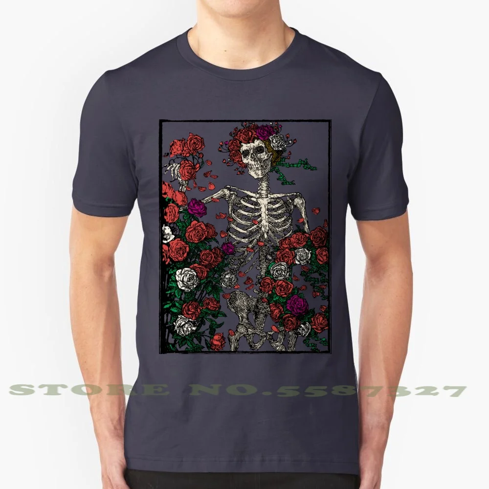 Skeleton &Amp ; Roses - Transparent Background 100% Cotton T-Shirt Skeleton Roses Flower Death Dead Scull Edmund Sullivan