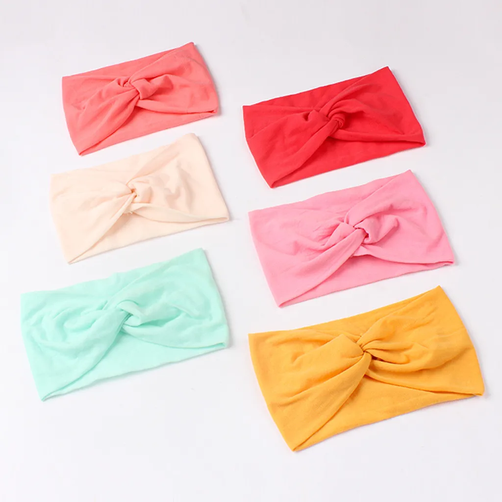 10pcs Headband Solid Color Twist Knitted Cotton Wide Turban Twisted Knotted Headwrap Baby Girls Hairband Hair Accessories