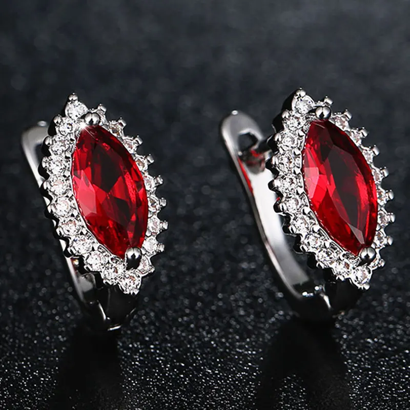 HUAMI 2021 Design Angel Tears Drop Earrings Buckle Oval Shape Multicolor AAA Zircon Fashion Charm Earrings Jewelry for Women