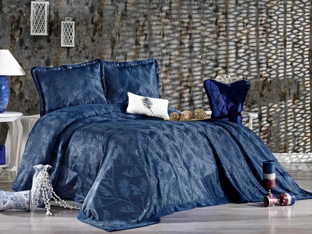 Harmony Double Bed Cover Set Navy Blue