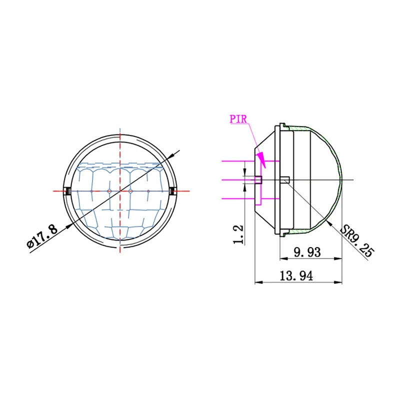 Fresnel lens Infrared induction 120 ° induction angle 10M distance PIR high sensitivity Infrared sensing of human body plast