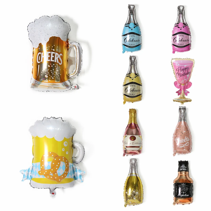 1pc wine bottle wine glass aluminum film balloon adult birthday party layout party theme scene creative decoration