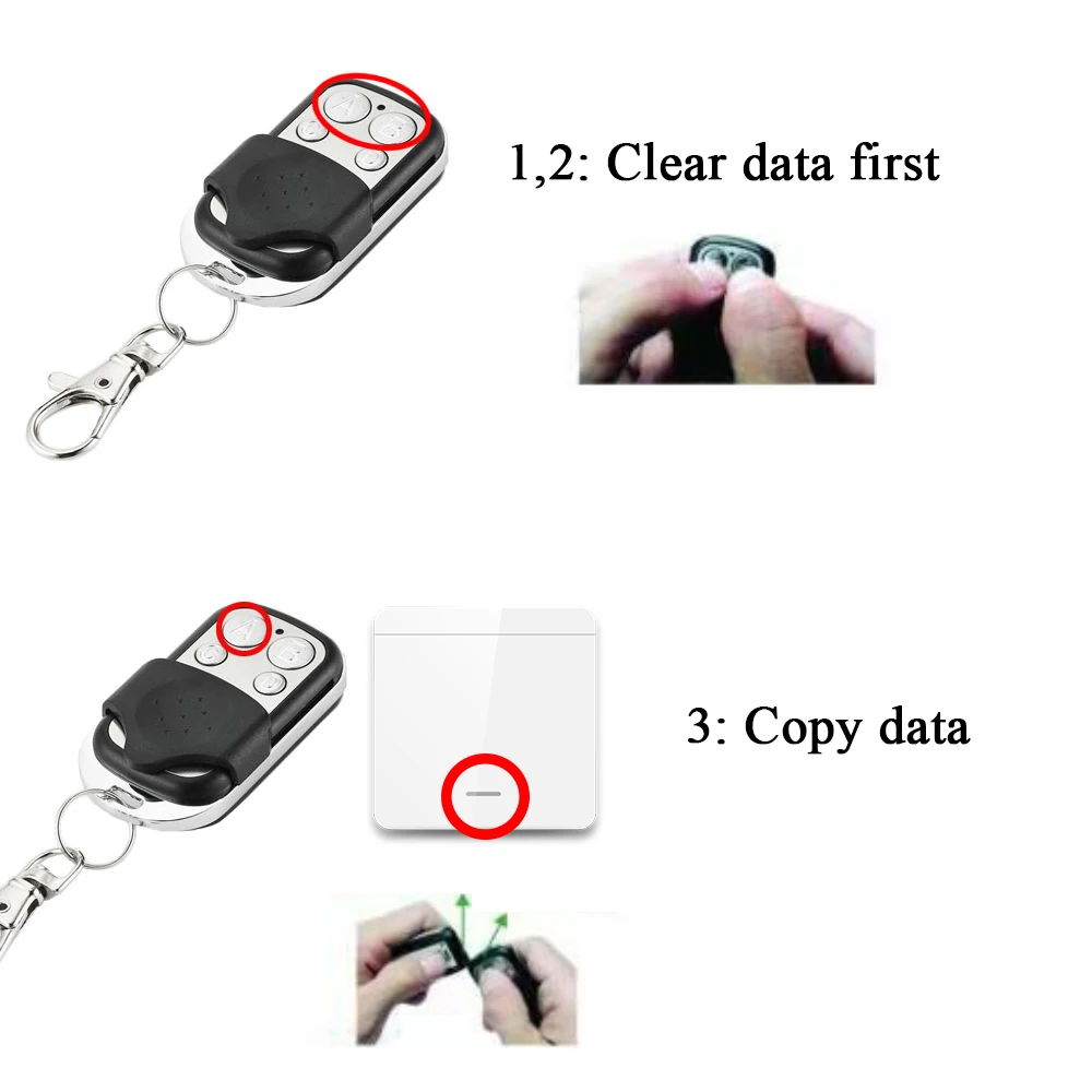 Wenqia 433Mhz Rf Universal Copy Clone Transmitter Wireless Remote Control 4 buttons Keyfob Duplicator for Garage Door Car CAME