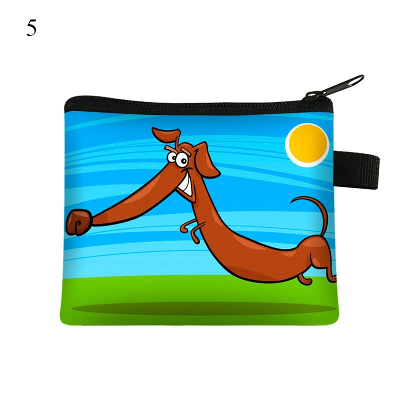 1PCS Cute Dachshund Dog/Cat Polyester Coin Purses Girls Cute Pet Animal Wallet Ladies Clutch Change Purse Female Mini Money Bag