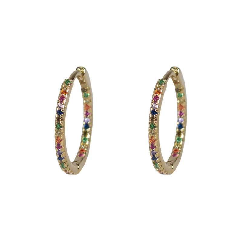 Crmya Multicolor Zircon CZ Gold Silver Filled Gold Filled Inside Out Hoop Earrings For Women Round Circle Earrings Jewelry