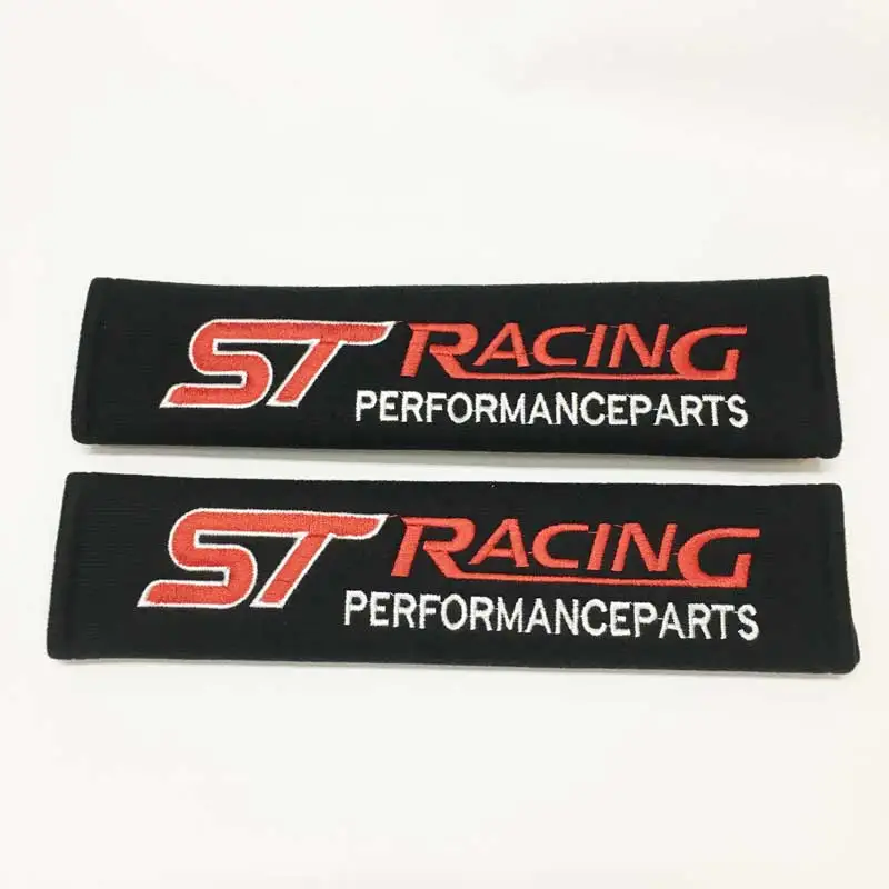 2pcs Car Seat Belt Cover Shoulder Pads Cover Case For ST Racing Logo For Ford FOCUS 3 Mondeo Fiesta Kuga MK2 MK3 Accessories