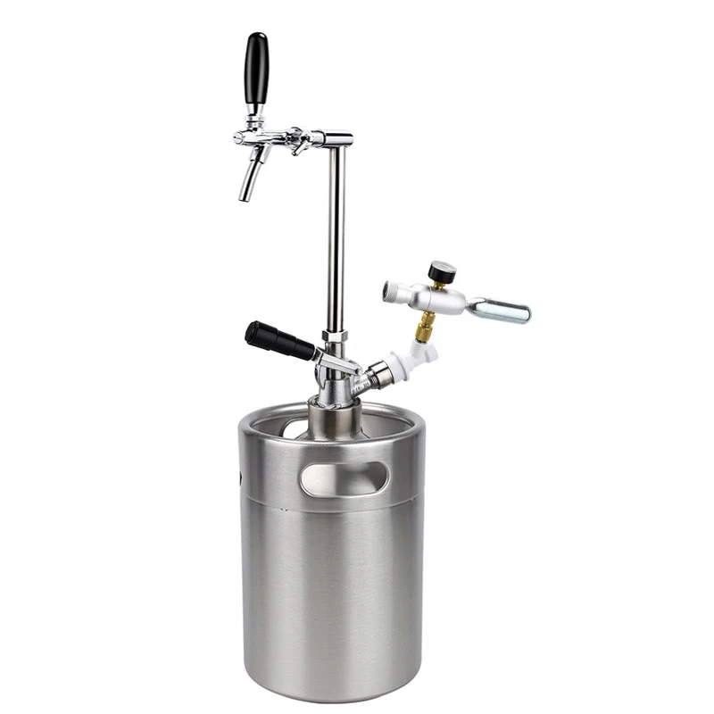 5 liter beer barrel with extension rod,5L Beer Growler Mini Keg Kit Corny Style D System Keg Coupler, Homebrewing Beer Dispenser