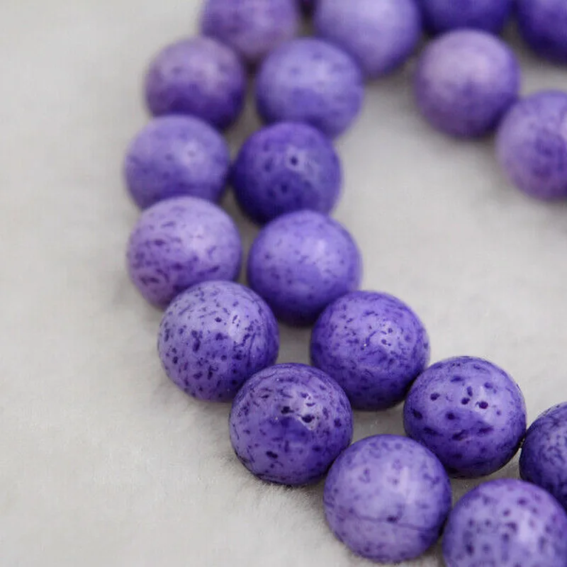 New 10MM Natural sponge coral sea Dark blue loose beads 15