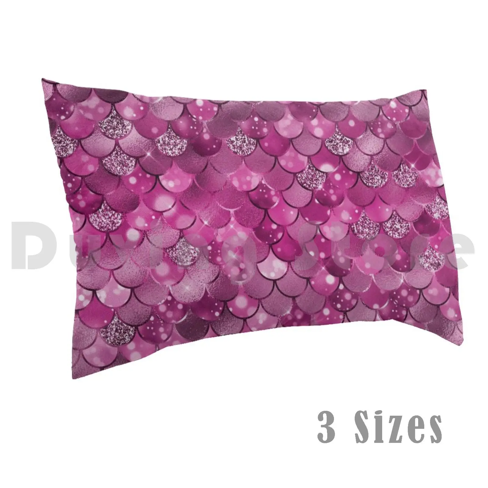 Magenta Mermaid ScalesPillow case Mermaid Metal Mermaid Glitter Metalic Mermaid Scales Pattern