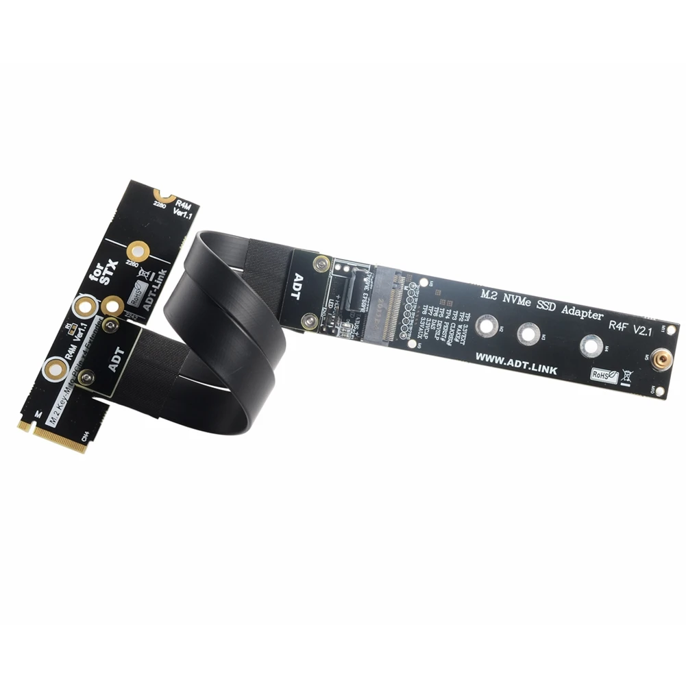 M.2 NVMe SSD Extension Cable Adapter R44MF M2 Key-M to PCIe x4 3.0 Extender NVMe STX Turning 90 Degree Angled PCI-E 4X Riser