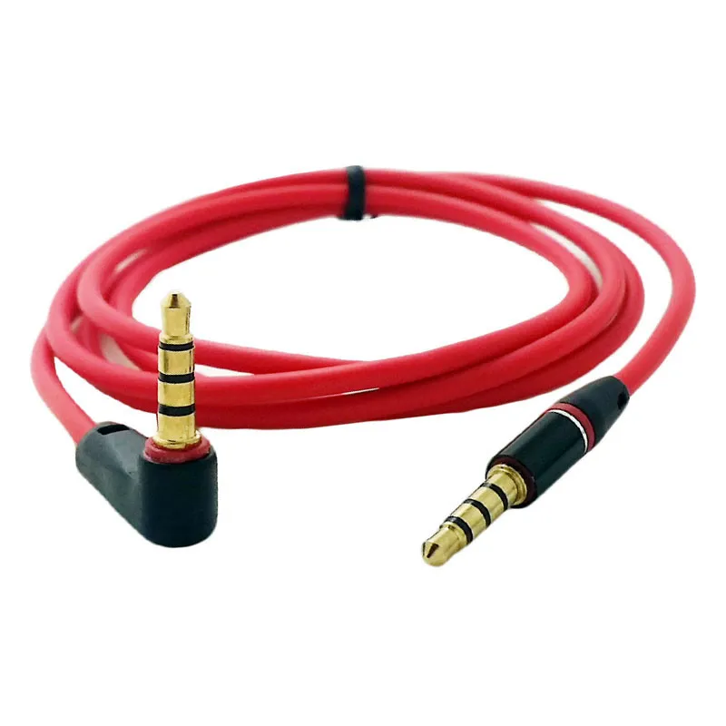 90 Degree Angled Short 4 pole 3.5mm to 3.5mm Audio Cable Plug jack 3.5 male to male Car Sound Wire headphone for phones 20/120cm