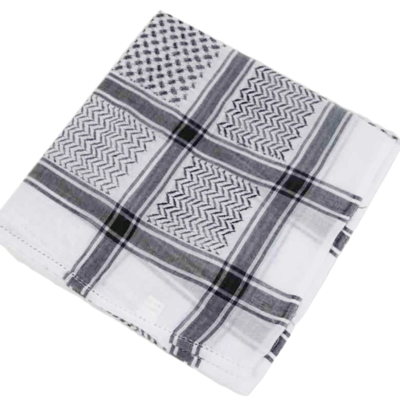 New Muslim Men Plaid Headscarf Arab Shemagh Dubai Turban Cap Neck Wrap Headcover