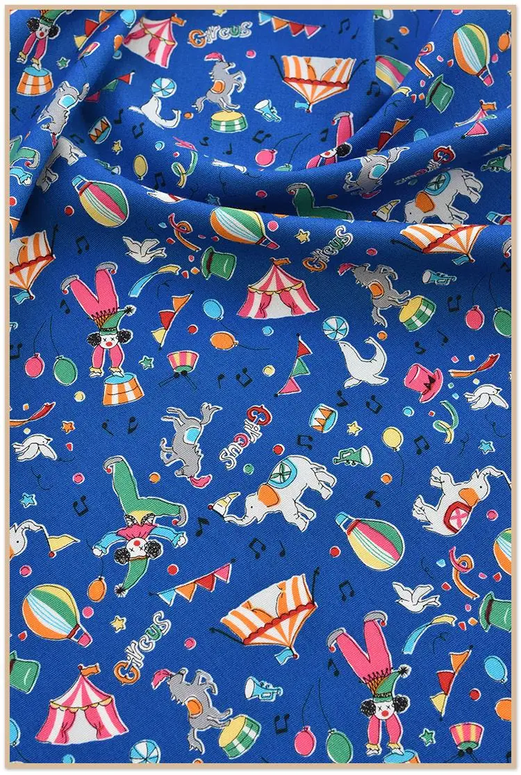 Vintage cotton circus troupe patchwork wysokiej jakości koszula tkanina na suknię z japonii DIY torba 0.5 metra