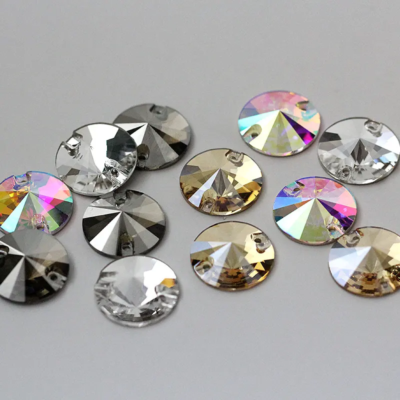 AAAAA Quality 8-20mm Rivoli Round Shape Crystal Sew-on Rhinestones For Bags,Garment,Shoes,Wedding Dress Decoration