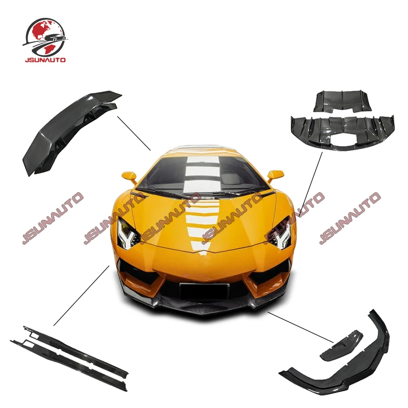 Real Carbon Fiber Body Kit For Lamborghini Aventador LP700 D Style Front Diffuser Side Skirts Rear Lip Spoiler