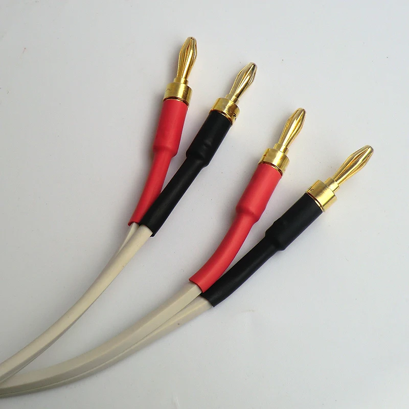 Audio Speaker Cable with Banana Plug of Gold-plated Pure Copper HIFI Sound Quality Oxygen Free Copper Wire 2 core