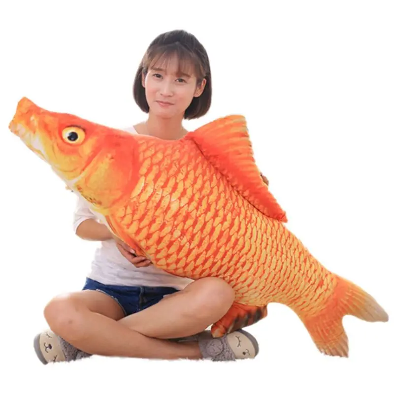 

Dorimytrader Giant Simulation Goldfish Stuffed Toy Plush Soft Animal Carp Fish Doll Pillow Kids Gift 47inch 120cm DY61240