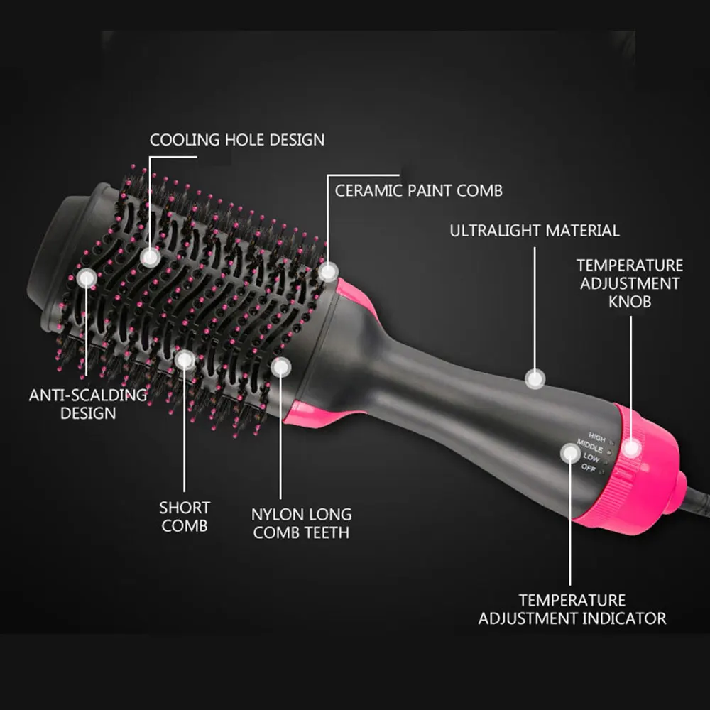 Không Khí Nóng Lược Duỗi Lược Đa Năng Lược Chải Tóc Và Làm Xoăn Lược