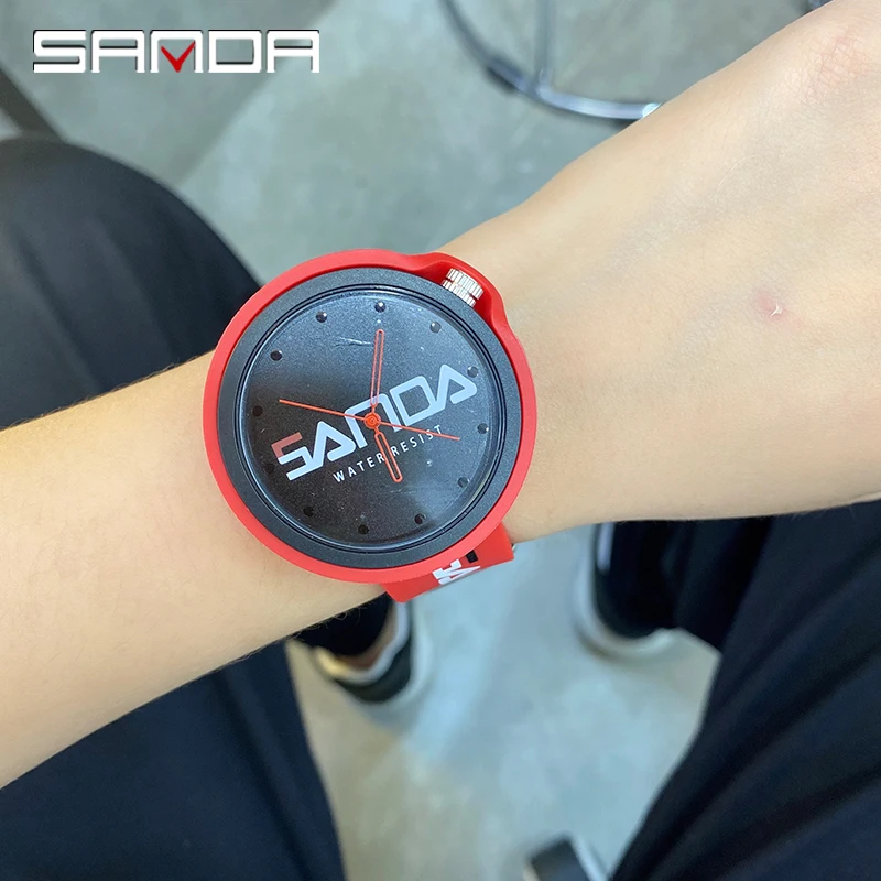 Sanda Mens Watches silicone Luxury Quartz Watch Men Fashion Chronograph Waterproof Men Wrist Watch Relogio Masculino