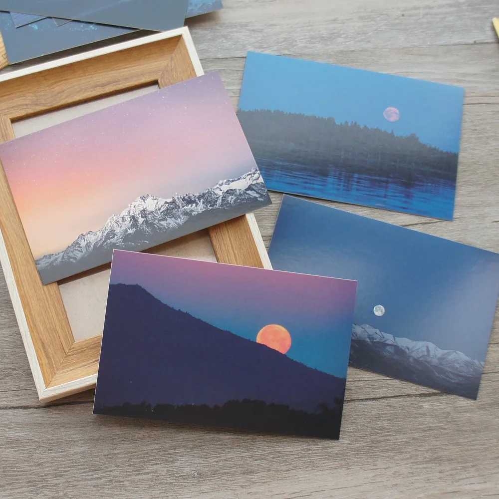 15pcs Sunup on The Sea on The Mountain Design As Post Card Gift Greeting Cards Gift Card Party Invitation Scrapbooking Use