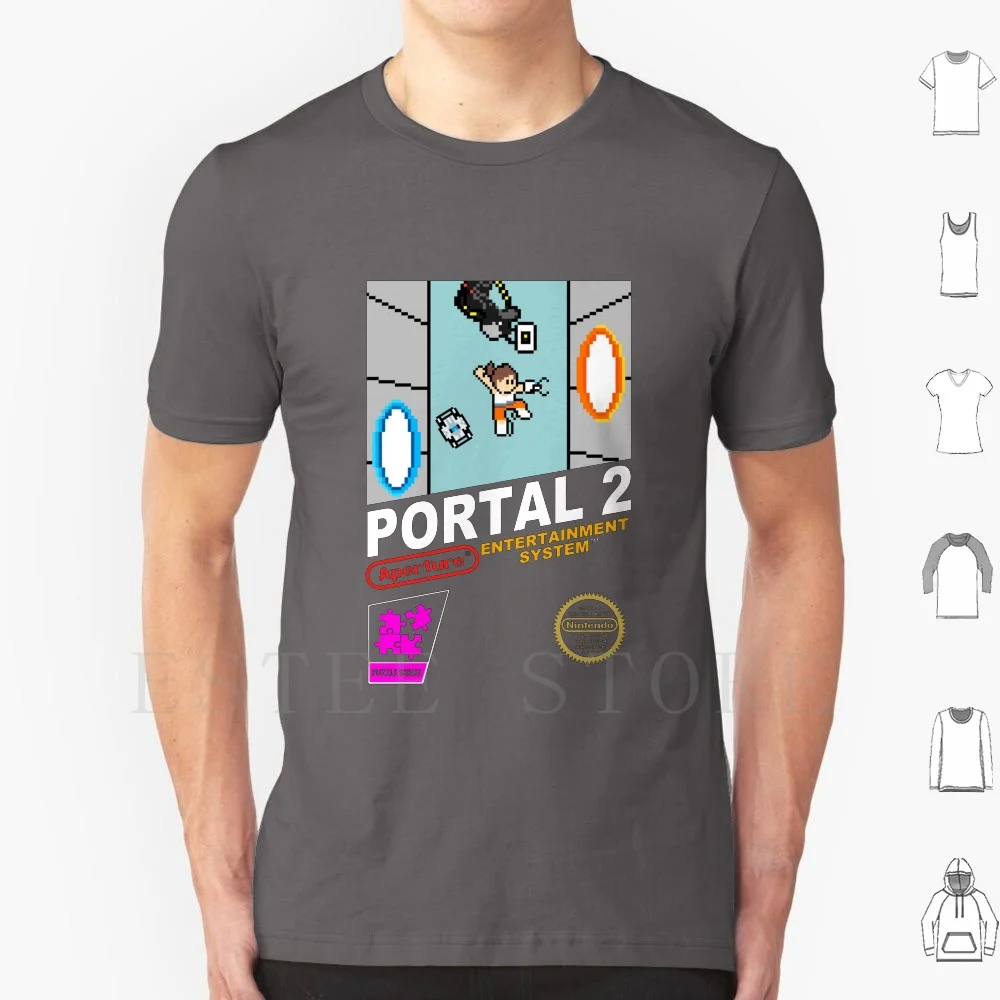 Portal 2-Nes Cover T Shirt Print Cotton Portal 2 Glados Valve Chell Nes Cover Classic Retro 8bits 8bit Pixel Pixelart Aperture