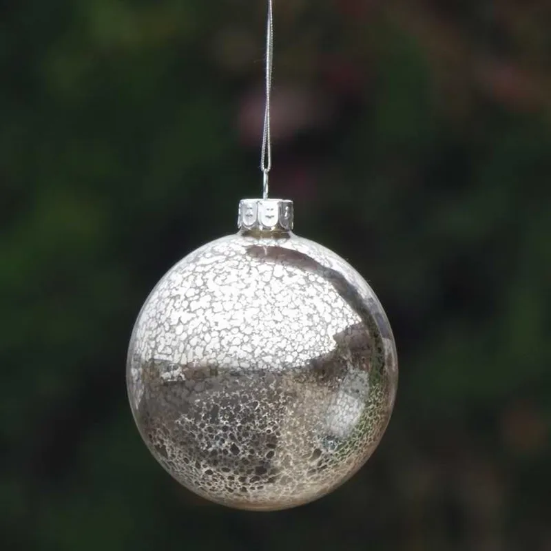 16ピース-パック直径-8センチメートル小型インナー銀クラフトガラスボール家の装飾クリスマスの日ハンギングオーナメント手作りギフト