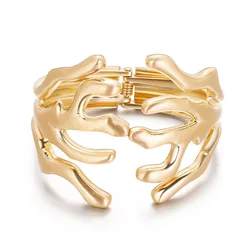 Charm Trendy Women's Bangle European and American Fashion Exaggerated Shaped Branch Wide Edge Spring Open Bracelet for Girls