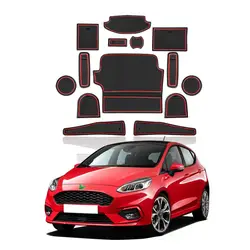 RUIYA Car Door Groove Mat for Fiesta MK8 2018 2019 2020 Car Anti-Slip Dust Protection Gate Slot Pads Auto Interior Accessories