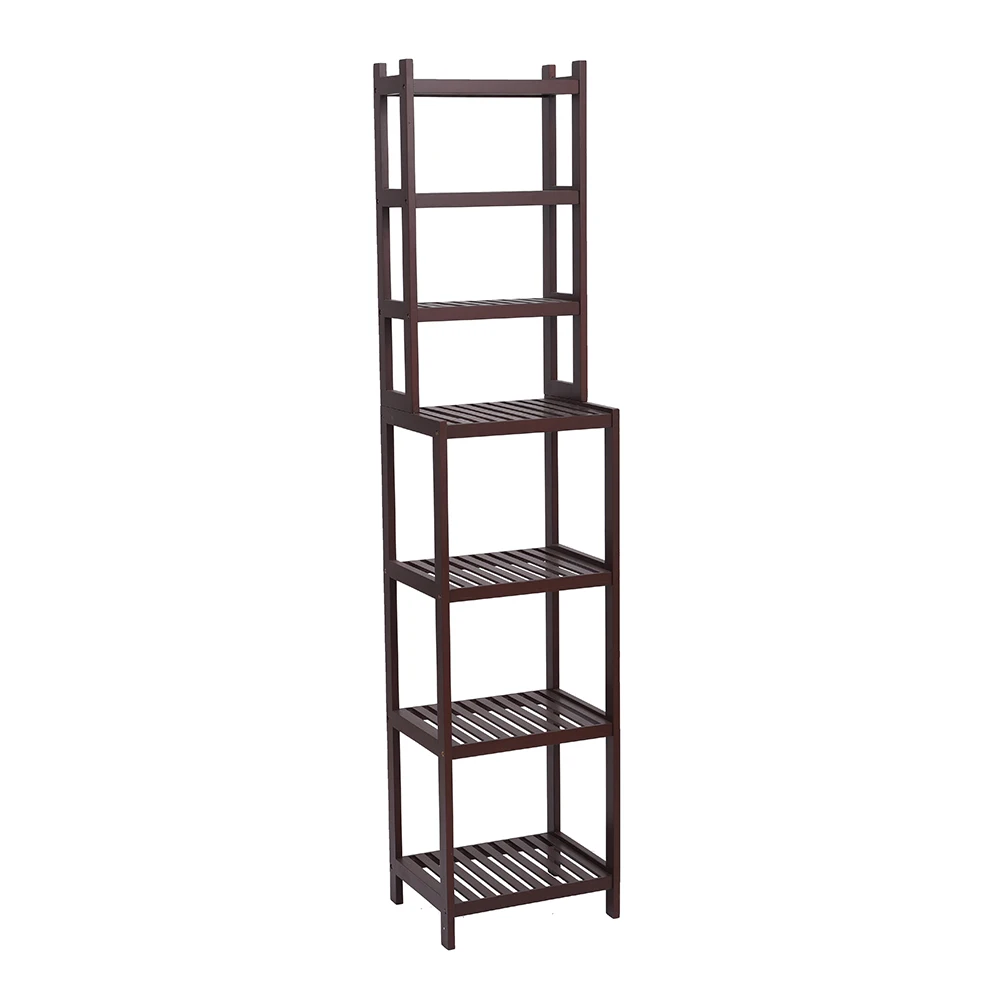 100% Bamboo Bathroom Rack Multi-Functional And Removable 7-Layer Shelf 72x43.5x160.7CM Dark Brown[US-Depot]